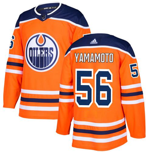 Adidas Men Edmonton Oilers 56 Kailer Yamamoto Orange Home Authentic Stitched NHL Jersey